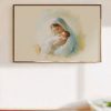 Mary Cradling Baby Jesus - Framed Canvas